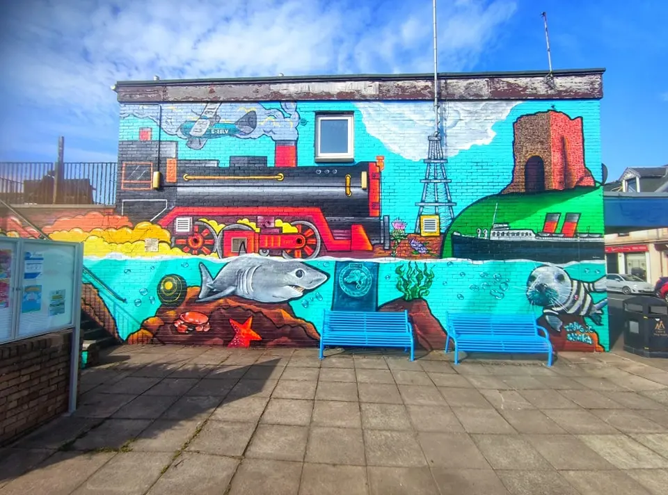 Ardrossan History mural designed collaboratively with the community in Ardrossan, North Ayrshire